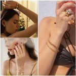 14K Gold Plated Stackable Cuff Bracelet Set