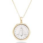 Miabella 18K Gold Bee Coin Pendant Necklace