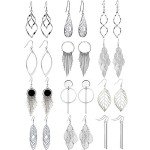 Boho Silver Dangle Earrings Set for Women