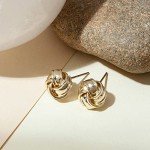 14K Gold Plated Love Knot Stud Earrings