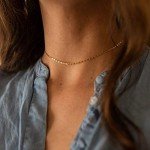 Gold Plated Dainty Chain Choker Necklace for Women