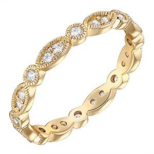 14K Gold Plated Cubic Zirconia Eternity Ring - Size 8