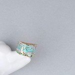 Gold Pink Opal Flower Tree Wide Ring for Women