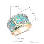 Gold Pink Opal Flower Tree Wide Ring for Women