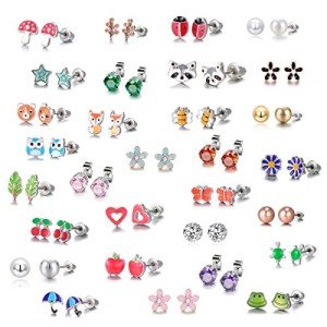30 Pairs Cute Animal Stud Earrings Set