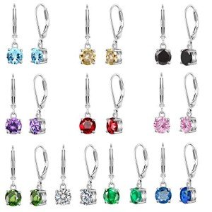10 Pairs Silver Hoop Earrings with CZ Charms