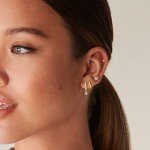 14K Gold Plated Huggie Cuff Earrings for Women