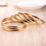 Set of 7 Gold Plated Bangle Bracelets for Women