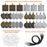 90pcs Jewelry Making Pendant Tray Set with Cabochons