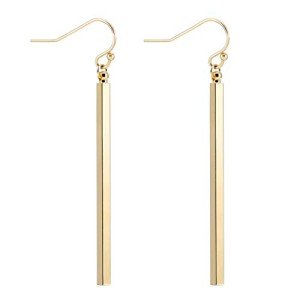 18k Gold Plated Pearl Long Bar Earrings