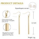 18k Gold Plated Pearl Long Bar Earrings