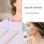 18k Gold Plated Pearl Long Bar Earrings