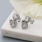 Rhodium Plated 925 Silver Cubic Zirconia Stud Earrings