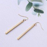 18k Gold Plated Pearl Long Bar Earrings
