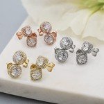 Rhodium Plated 925 Silver Cubic Zirconia Stud Earrings