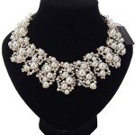Elegant White Pearl Tassel Choker Necklace