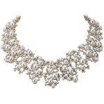 Elegant White Pearl Tassel Choker Necklace