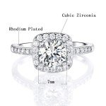 18K White Gold Plated Cubic Halo Ring