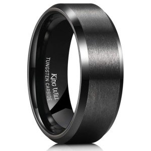 Men's 8mm Black Wedding Ring - Comfort Fit