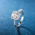 18K White Gold Plated Cubic Halo Ring