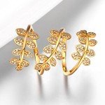 U7 Women's 18K Gold Leaf Knuckle Wrap Ring