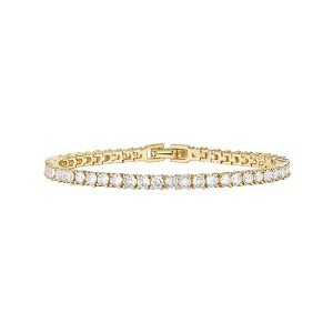 Elegant 14K Gold Plated Cubic Zirconia Tennis Bracelet