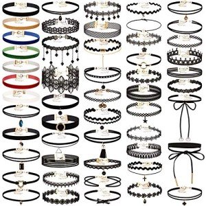 Colorful Gothic Choker Necklace Set - 52 PCS
