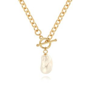 Baroque Pearl Pendant on Gold Chain Necklace