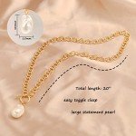 Baroque Pearl Pendant on Gold Chain Necklace