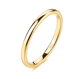 Gold Tungsten 2mm Thin Engagement Wedding Band
