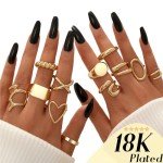 12PCS Gold Stackable Rings Set for Women