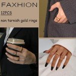 12PCS Gold Stackable Rings Set for Women