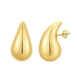 Chunky Gold Hoop Teardrop Earrings for Women