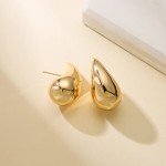 Chunky Gold Hoop Teardrop Earrings for Women