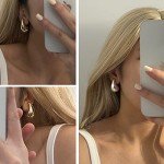 Chunky Gold Hoop Teardrop Earrings for Women