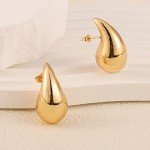 Chunky Gold Hoop Teardrop Earrings for Women