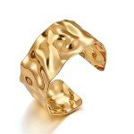 Hammered Gold Wide Cuff Bracelet for Women