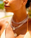 Gold Layered Coin Pendant Necklace for Women
