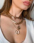 Gold Layered Coin Pendant Necklace for Women