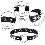 6-Piece Heart Shaped Goth Leather Choker Set