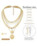 Gold Layered Coin Pendant Necklace for Women