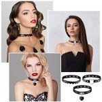 6-Piece Heart Shaped Goth Leather Choker Set