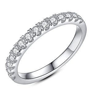 Moissanite Sterling Silver Wedding Band for Women
