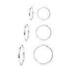 Sterling Silver Lightweight Hoop Earrings - 3 Pairs