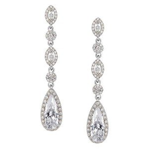 Elegant Long Pear-Shaped Crystal Drop Earrings