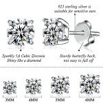 Sterling Silver Hypoallergenic Stud Earrings Set