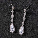 Elegant Long Pear-Shaped Crystal Drop Earrings