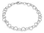 Miabella 925 Silver Italian Heart Link Bracelet