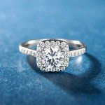 18K White Gold Plated CZ Halo Engagement Ring