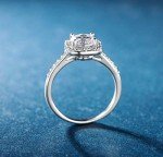 18K White Gold Plated CZ Halo Engagement Ring